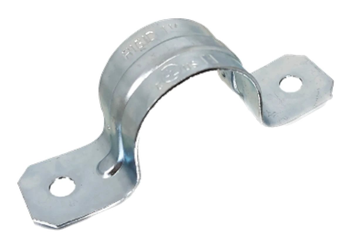Metal two-hole strap clamp for surface mounting