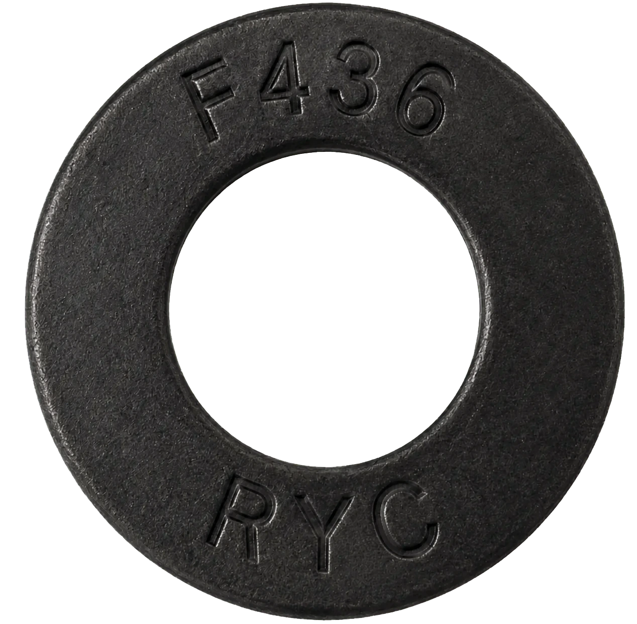 Round hardened washer marked F436 for structural joints