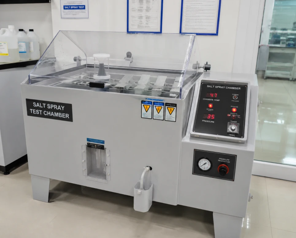 Salt spray chamber in the materials testing laboratory