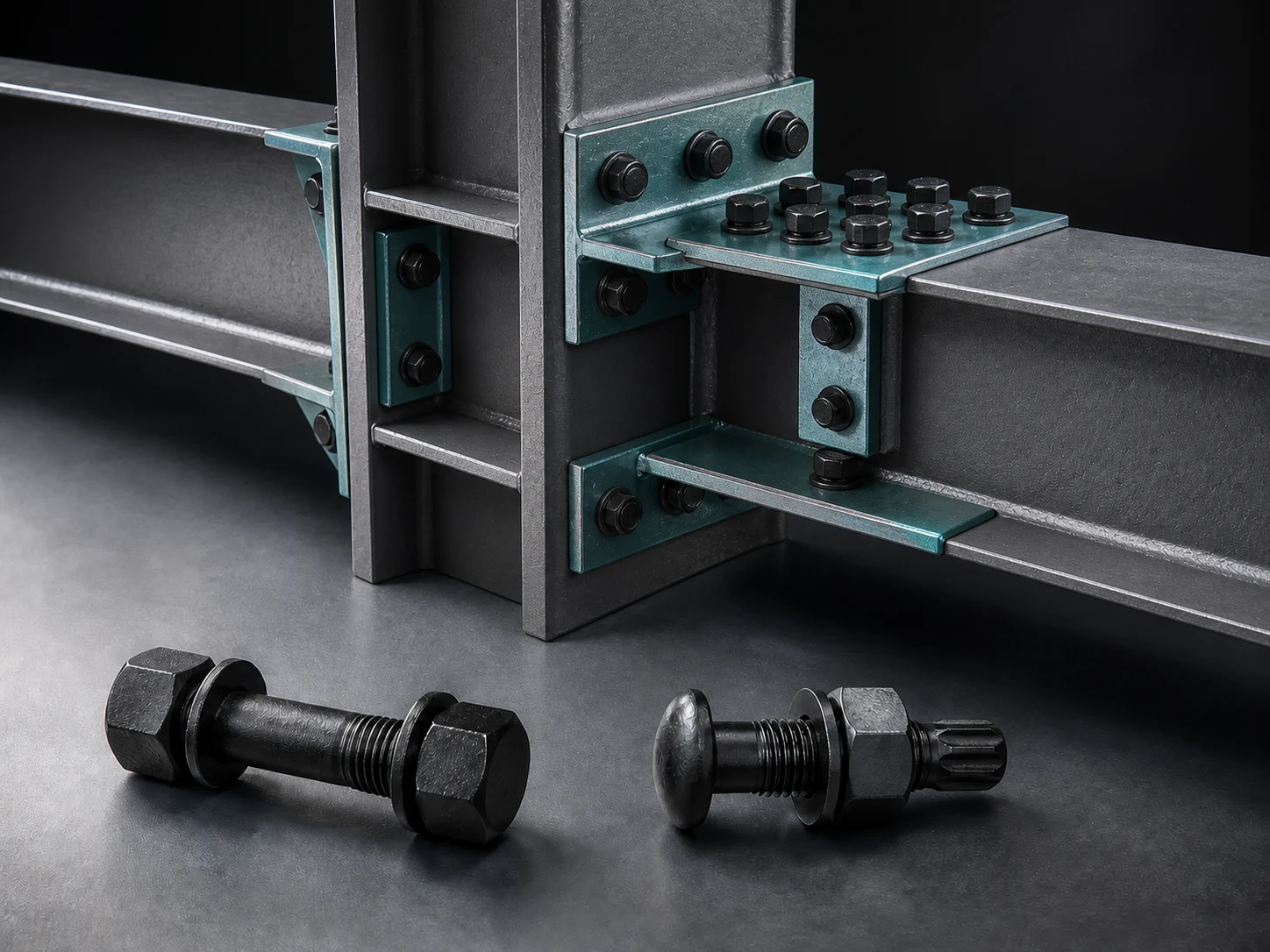 Structural connection with heavy hex bolt assemblies and tension control bolts