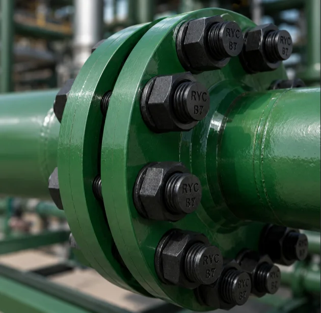 Industrial flanged joint with RYC B7 studs installed